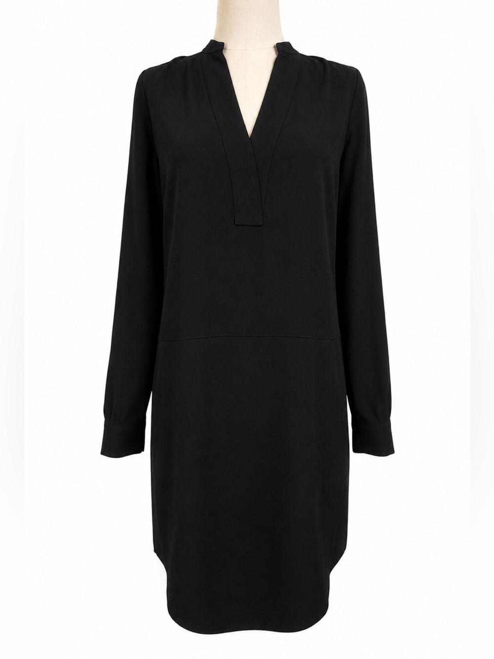 Madewell 1937 Little Black Dress Long Sleeve Relaxed Fit V Neck Shift Medium - Picture 2 of 5